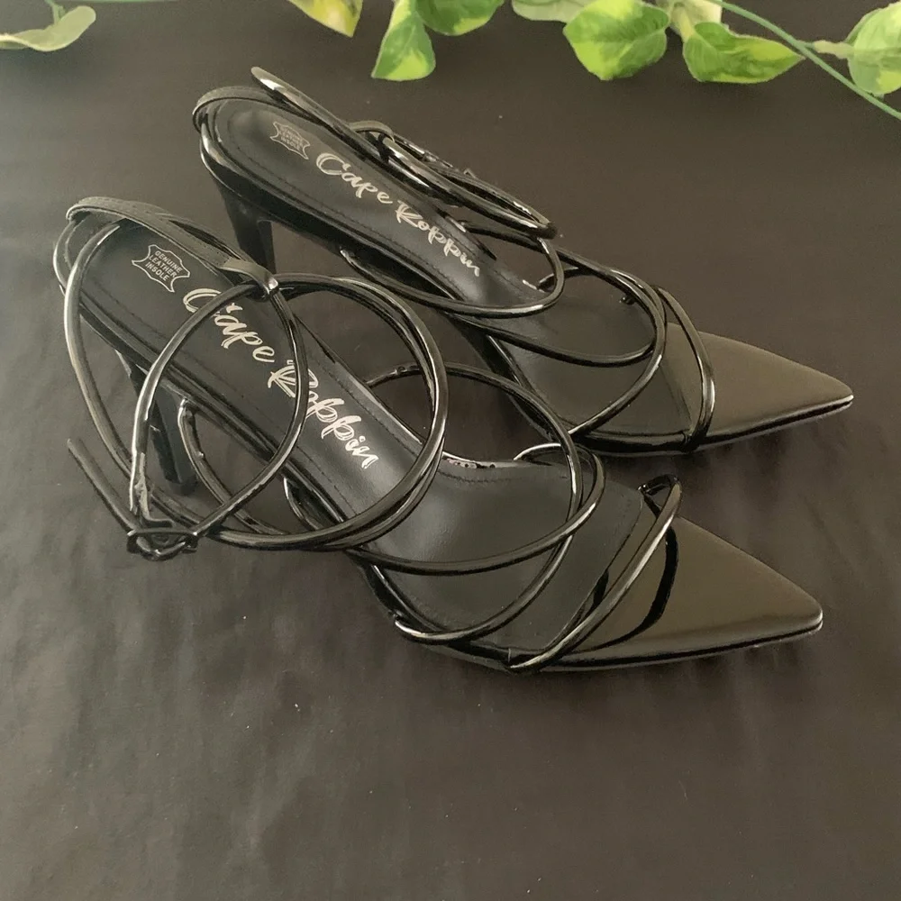Strappy point toe heels